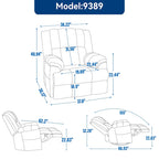 Fauteuil inclinable, pivotant et basculant surdimensionné bleu/vert/beige — Tissu, 1 personne
