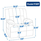 Fauteuil inclinable, pivotant et basculant surdimensionné bleu/vert/beige — Tissu, 1 personne