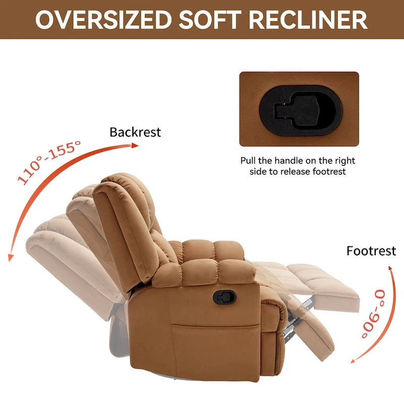 Fauteuil inclinable, pivotant et basculant surdimensionné bleu/vert/beige — Tissu, 1 personne