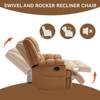 Fauteuil inclinable, pivotant et basculant surdimensionné bleu/vert/beige — Tissu, 1 personne