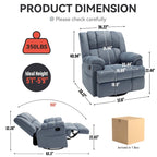 Fauteuil inclinable, pivotant et basculant surdimensionné bleu/vert/beige — Tissu, 1 personne