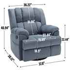 Fauteuil inclinable, pivotant et basculant surdimensionné bleu/vert/beige — Tissu, 1 personne