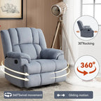 Fauteuil inclinable, pivotant et basculant surdimensionné bleu/vert/beige — Tissu, 1 personne