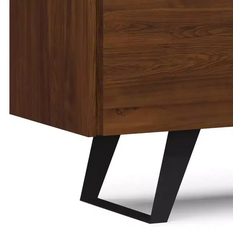 Meuble TV Mitchell : pieds métalliques robustes, rangement multimédia, gestion des câbles - WyndenHall
