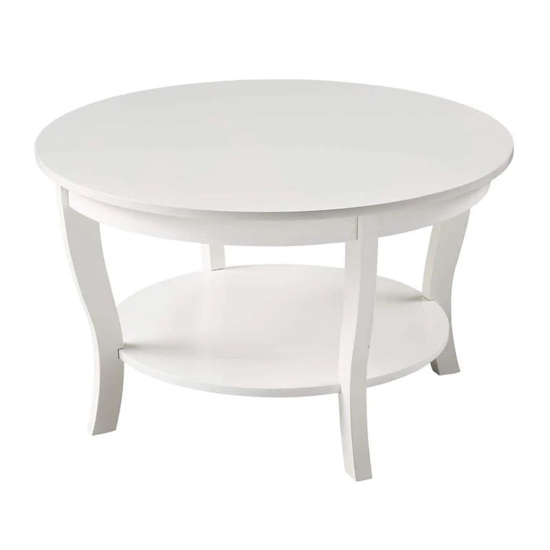 Table basse ronde avec étagère