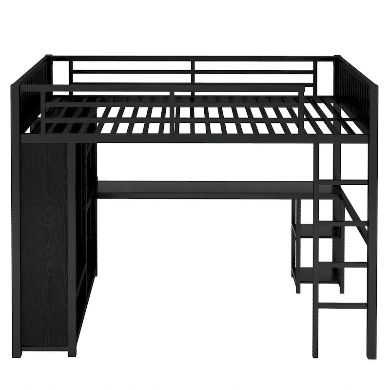 Lit mezzanine taille XL avec armoire intégrée