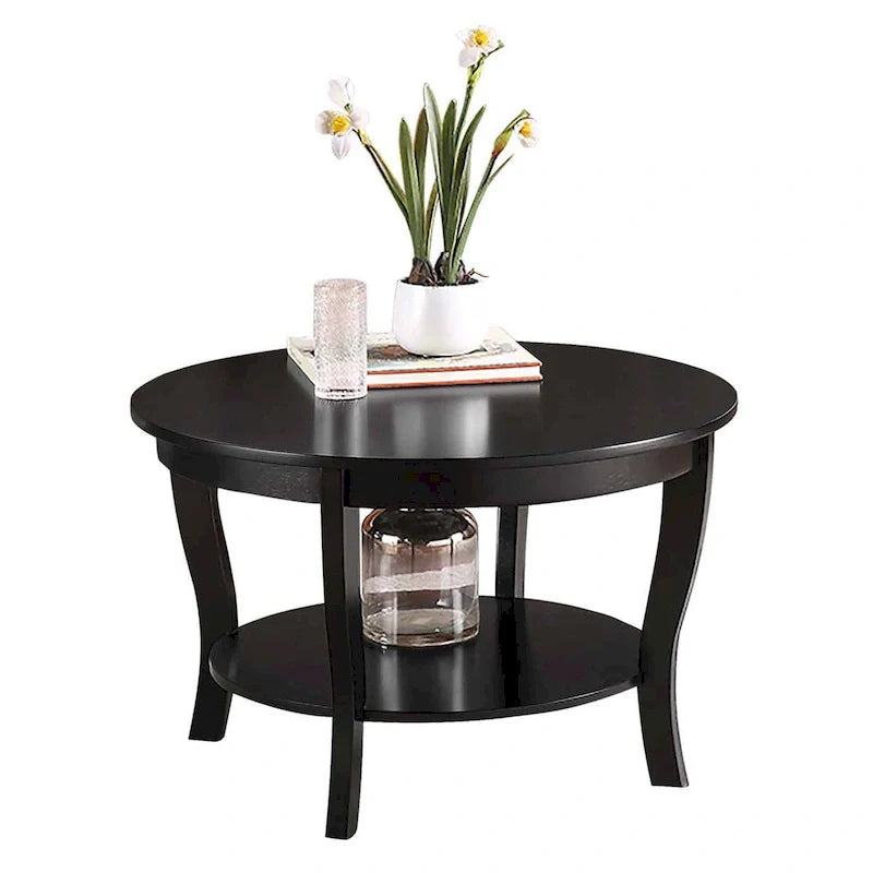 Table basse ronde avec étagère