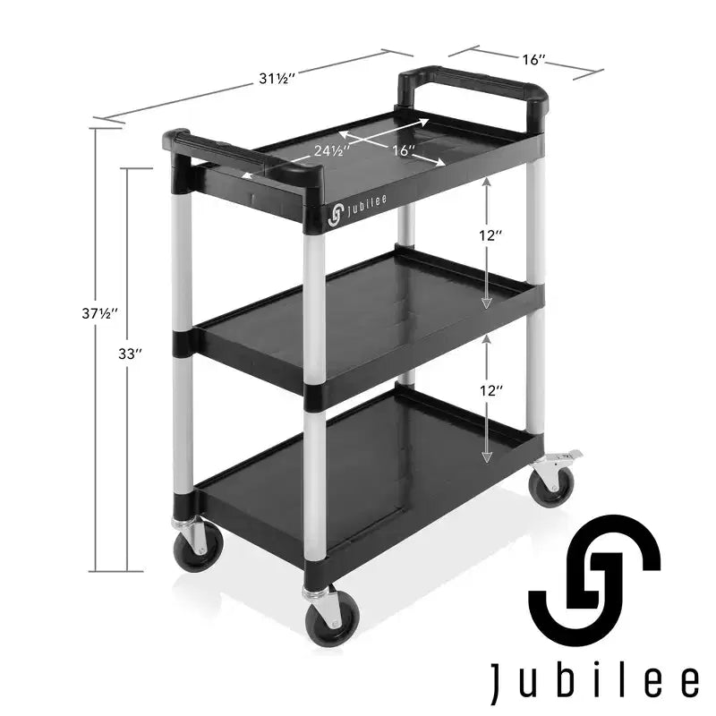 Chariot de service utilitaire à 3 niveaux Jubilee avec roues