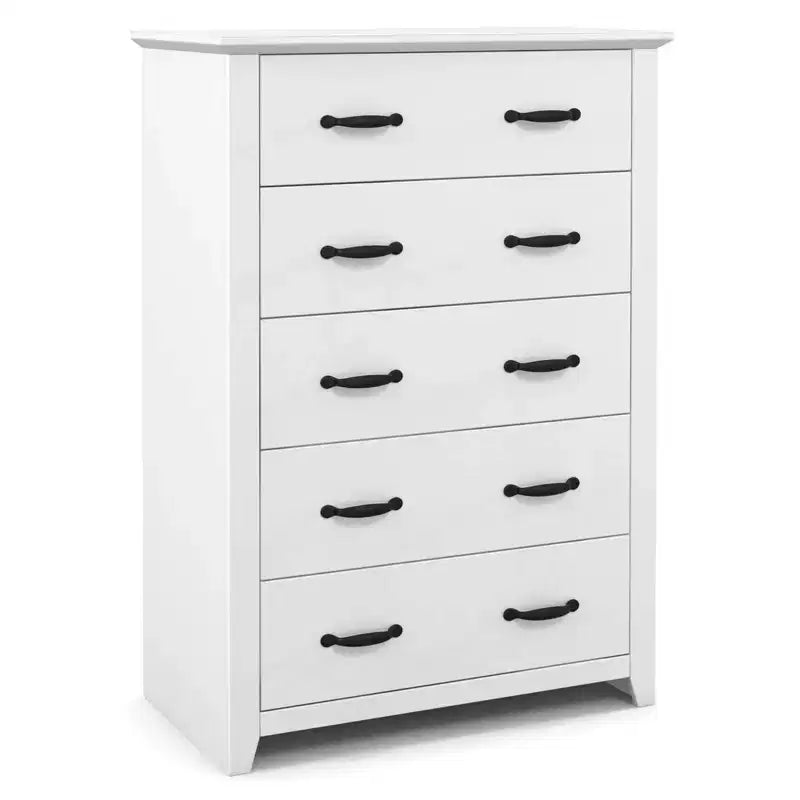 Costway Commode 5 tiroirs Meuble de rangement Haut placard Chambre Couloir Gris foncé/Noyer