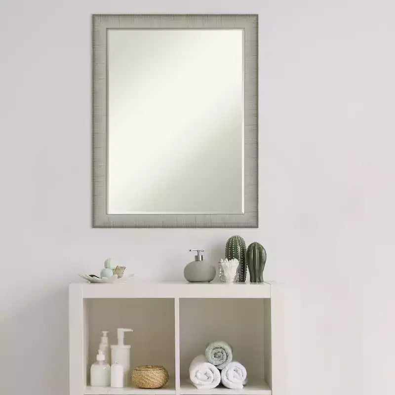 Miroir mural de salle de bain Amanti Art Elegant Brushed Narrow Petite Bevel