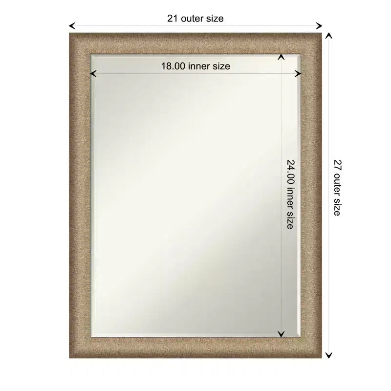 Miroir mural de salle de bain Amanti Art Elegant Brushed Narrow Petite Bevel