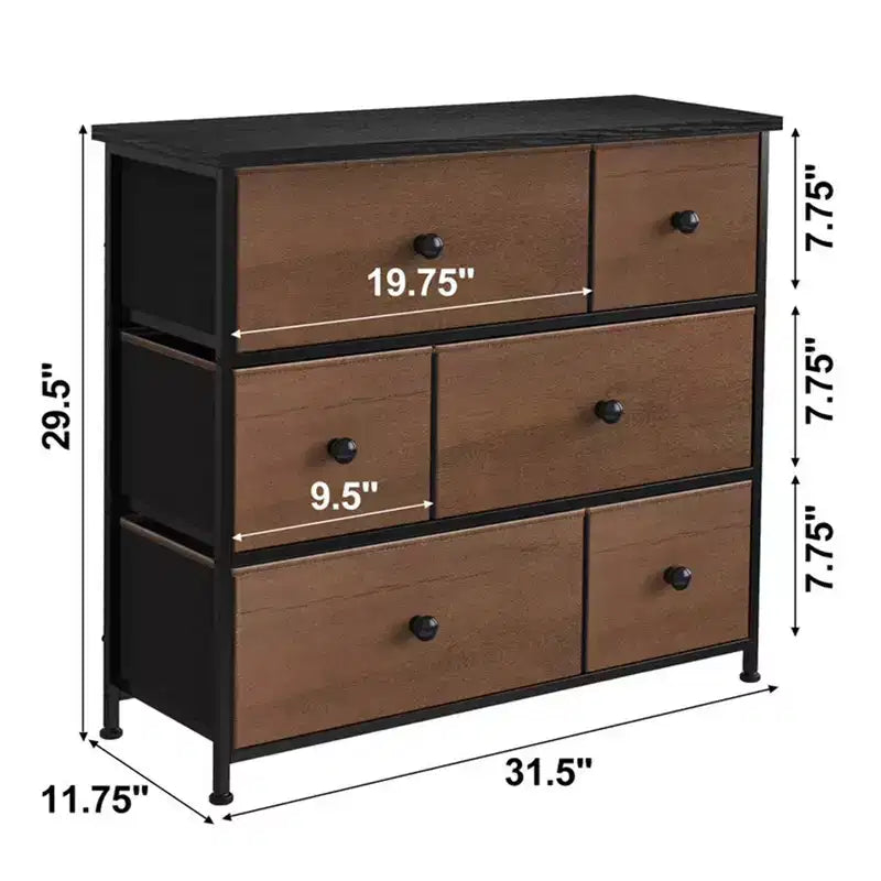 REAHOME Commode de rangement à 6 tiroirs avec cadre en acier, plateau étanche, pieds réglables et fixation murale de sécurité