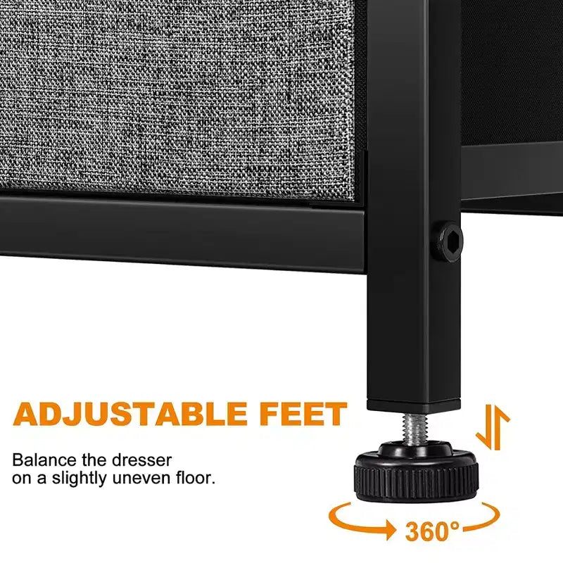 REAHOME Commode de rangement à 6 tiroirs avec cadre en acier, plateau étanche, pieds réglables et fixation murale de sécurité