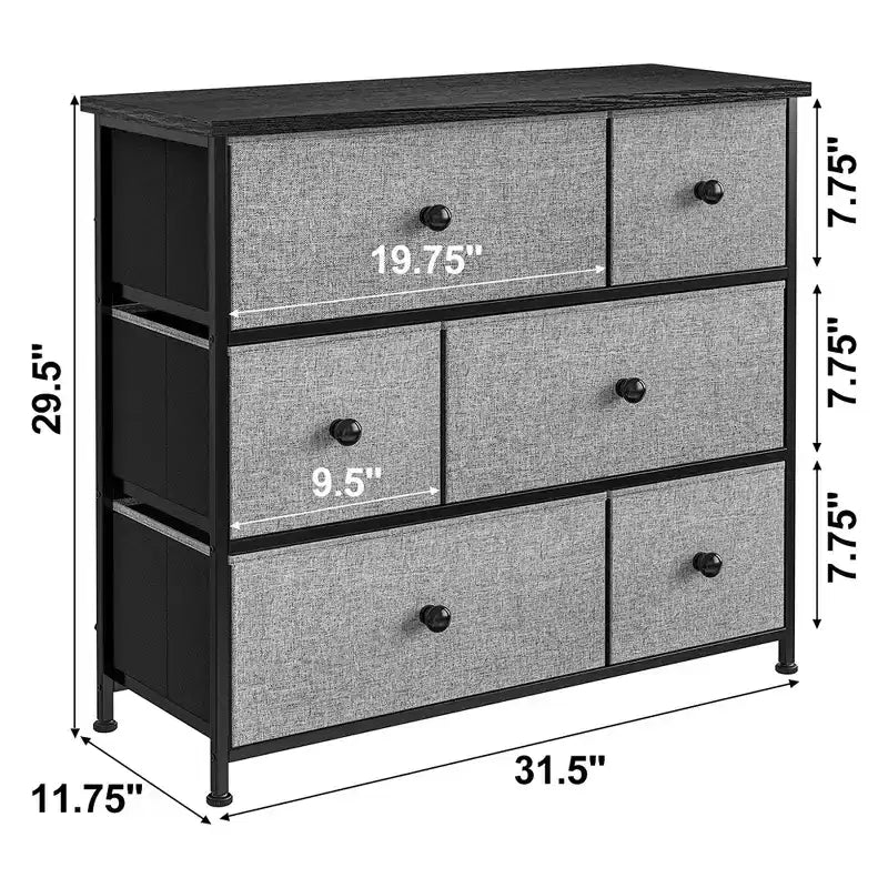 REAHOME Commode de rangement à 6 tiroirs avec cadre en acier, plateau étanche, pieds réglables et fixation murale de sécurité