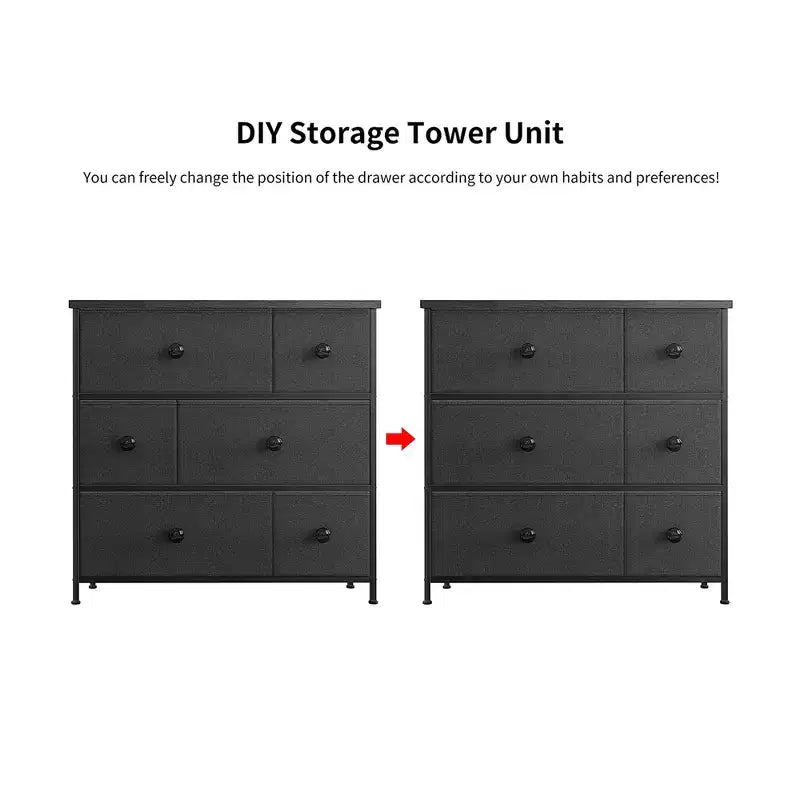 REAHOME Commode de rangement à 6 tiroirs avec cadre en acier, plateau étanche, pieds réglables et fixation murale de sécurité