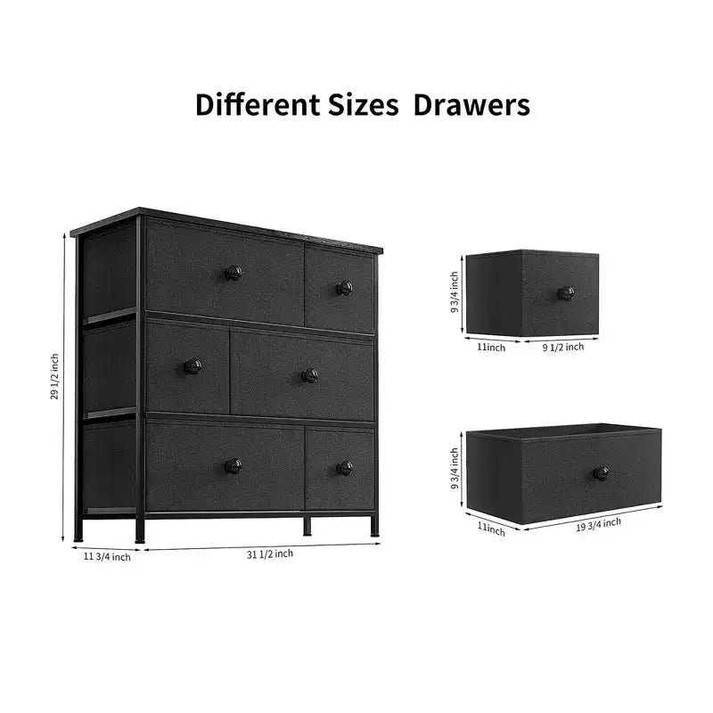 REAHOME Commode de rangement à 6 tiroirs avec cadre en acier, plateau étanche, pieds réglables et fixation murale de sécurité