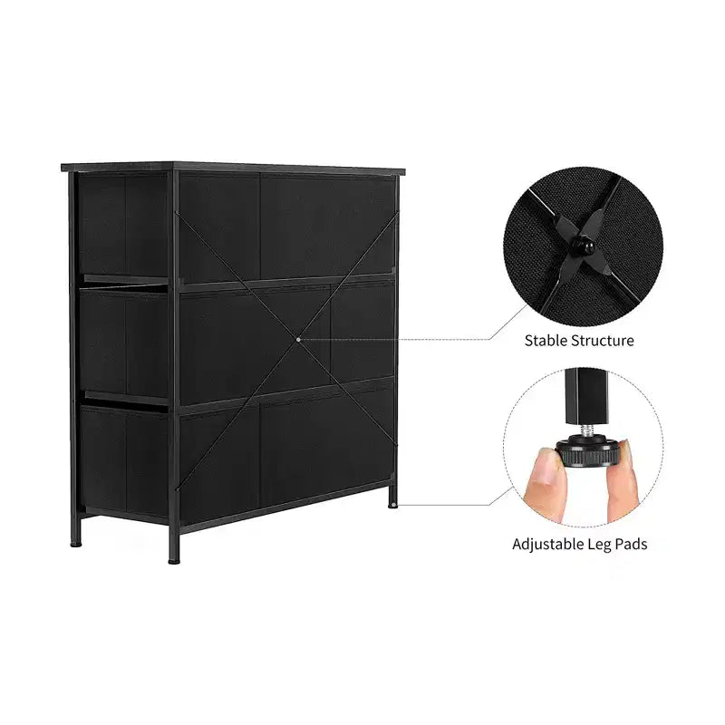 REAHOME Commode de rangement à 6 tiroirs avec cadre en acier, plateau étanche, pieds réglables et fixation murale de sécurité