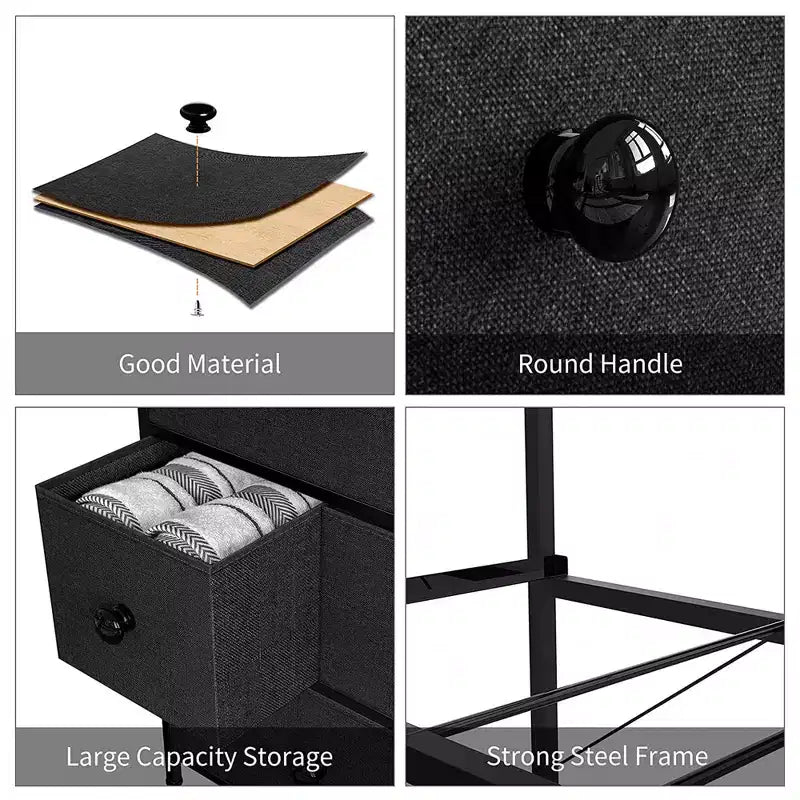 REAHOME Commode de rangement à 6 tiroirs avec cadre en acier, plateau étanche, pieds réglables et fixation murale de sécurité