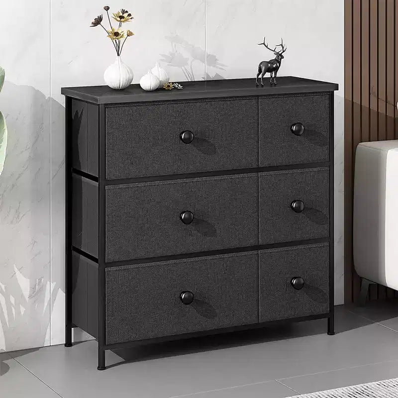 REAHOME Commode de rangement à 6 tiroirs avec cadre en acier, plateau étanche, pieds réglables et fixation murale de sécurité