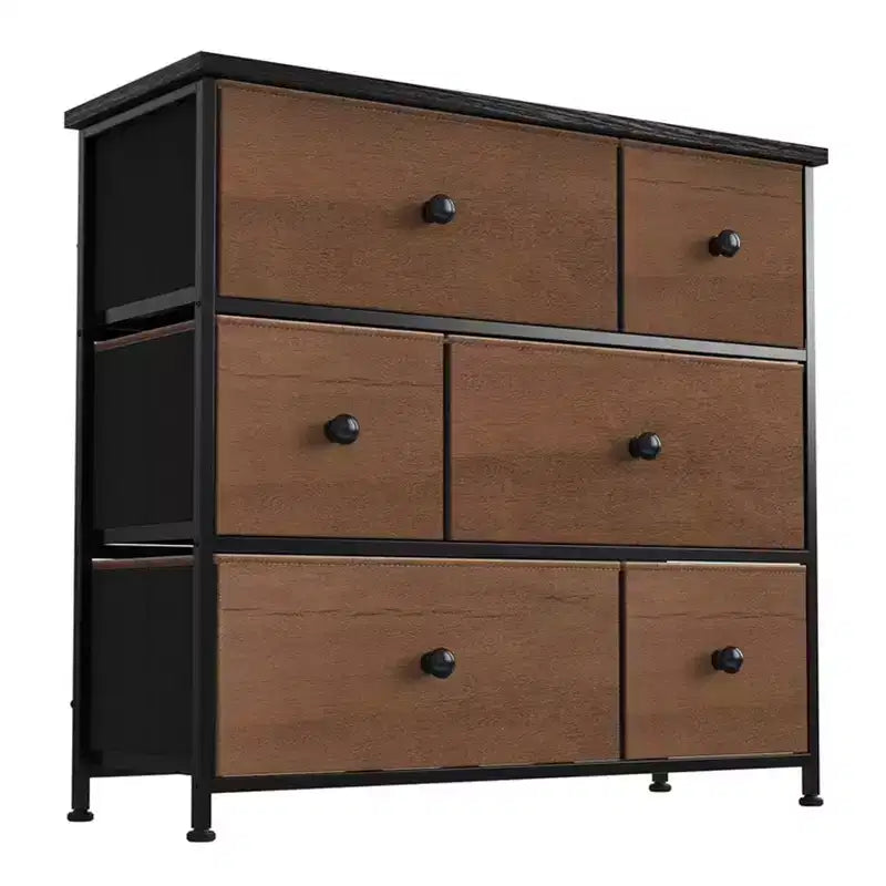 REAHOME Commode de rangement à 6 tiroirs avec cadre en acier, plateau étanche, pieds réglables et fixation murale de sécurité