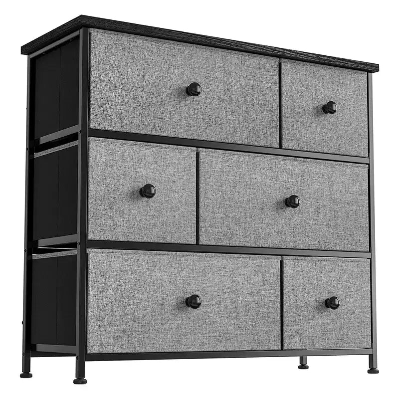 REAHOME Commode de rangement à 6 tiroirs avec cadre en acier, plateau étanche, pieds réglables et fixation murale de sécurité