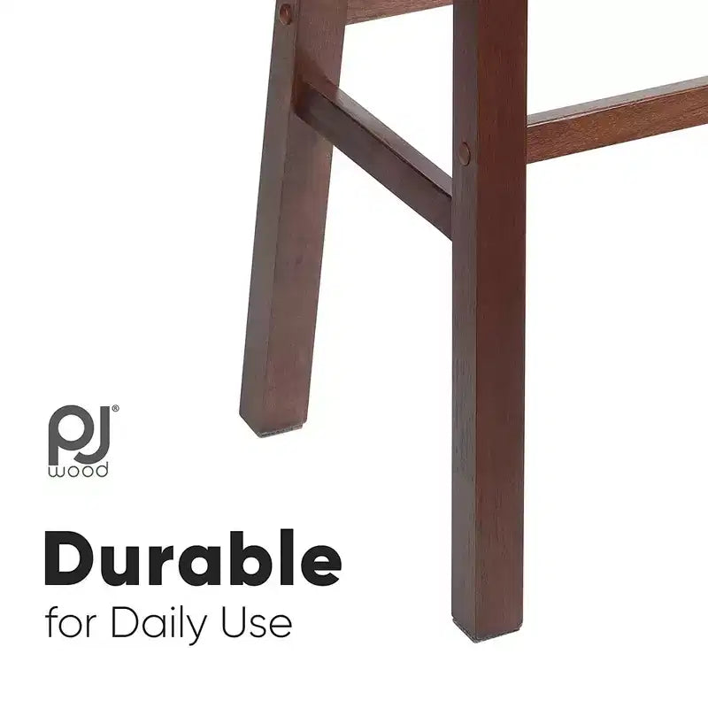 Tabourets de bar PJ Wood classiques avec siège selle de 61 cm pour les maisons, les salles à manger et les bars, sans dossier, à 4 pieds carrés, noyer (lot de 6)