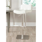 Tabouret de bar pivotant et réglable, gris / blanc, cuir PU, 1 place
