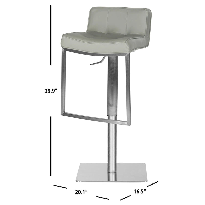 Tabouret de bar pivotant et réglable, gris / blanc, cuir PU, 1 place