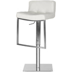 Tabouret de bar pivotant et réglable, gris / blanc, cuir PU, 1 place