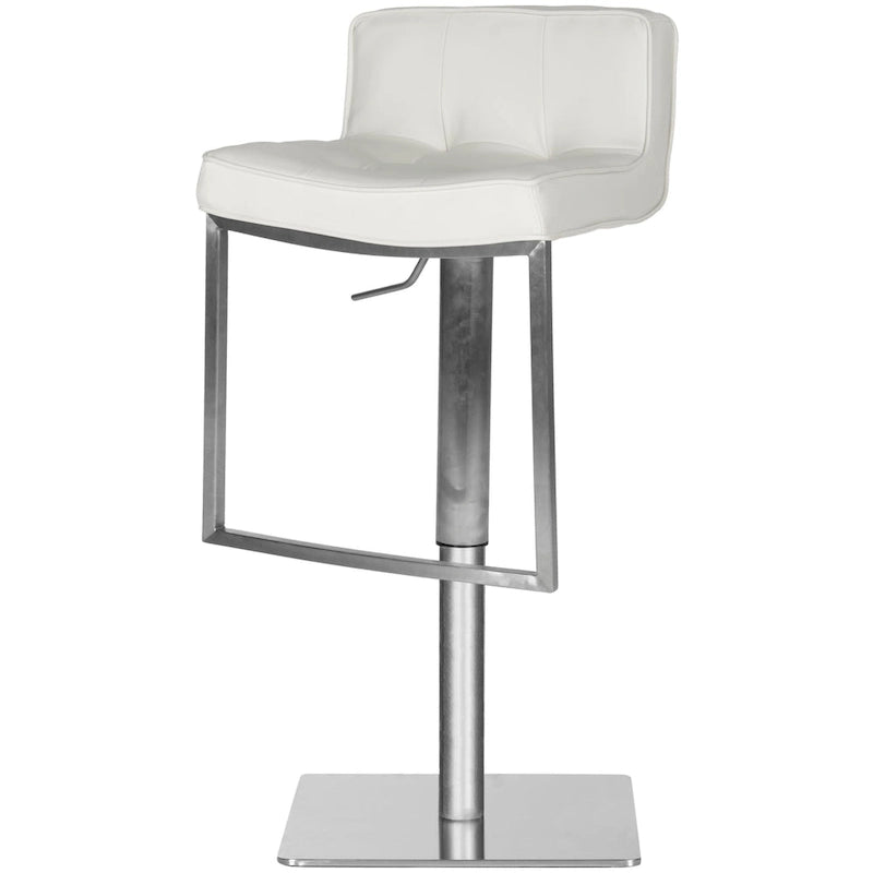 Tabouret de bar pivotant et réglable, gris / blanc, cuir PU, 1 place