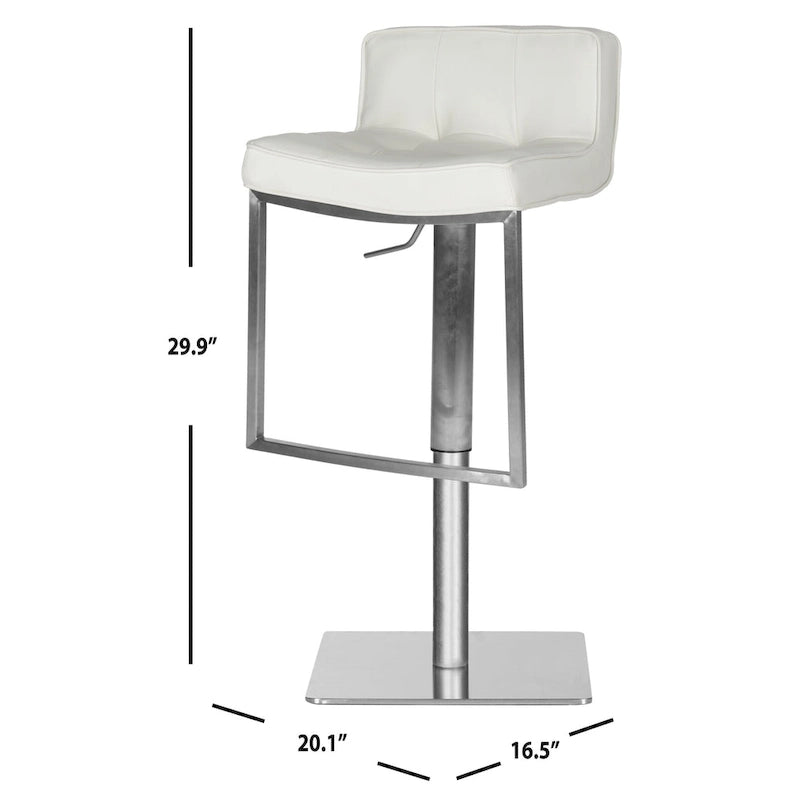 Tabouret de bar pivotant et réglable, gris / blanc, cuir PU, 1 place