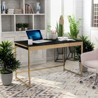 Bureau d'ordinateur moderne en acier noir/blanc avec ports de charge — 1 personne