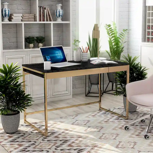 Bureau d'ordinateur moderne en acier noir/blanc avec ports de charge — 1 personne