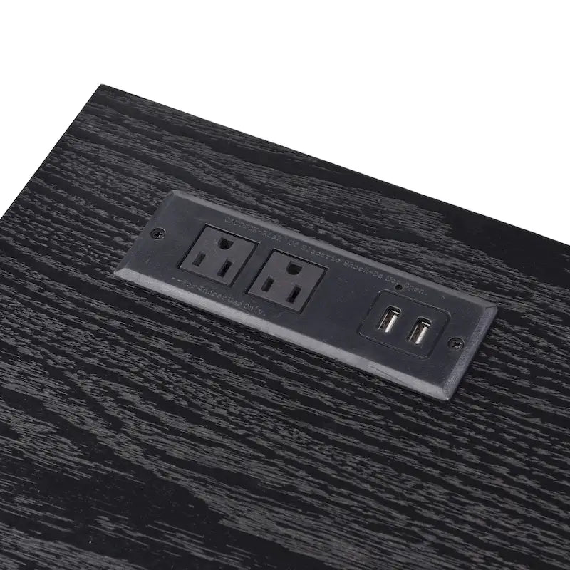 Bureau d'ordinateur moderne en acier noir/blanc avec ports de charge — 1 personne
