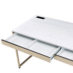 Bureau d'ordinateur moderne en acier noir/blanc avec ports de charge — 1 personne