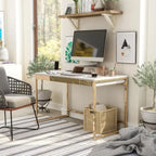 Bureau d'ordinateur moderne en acier noir/blanc avec ports de charge — 1 personne