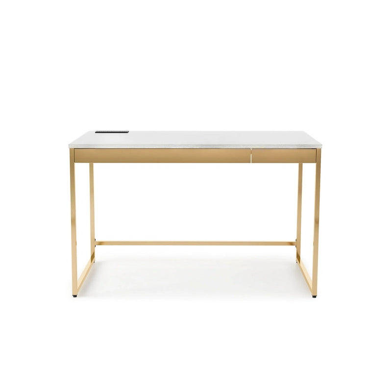 Bureau d'ordinateur moderne en acier noir/blanc avec ports de charge — 1 personne