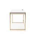 Bureau d'ordinateur moderne en acier noir/blanc avec ports de charge — 1 personne