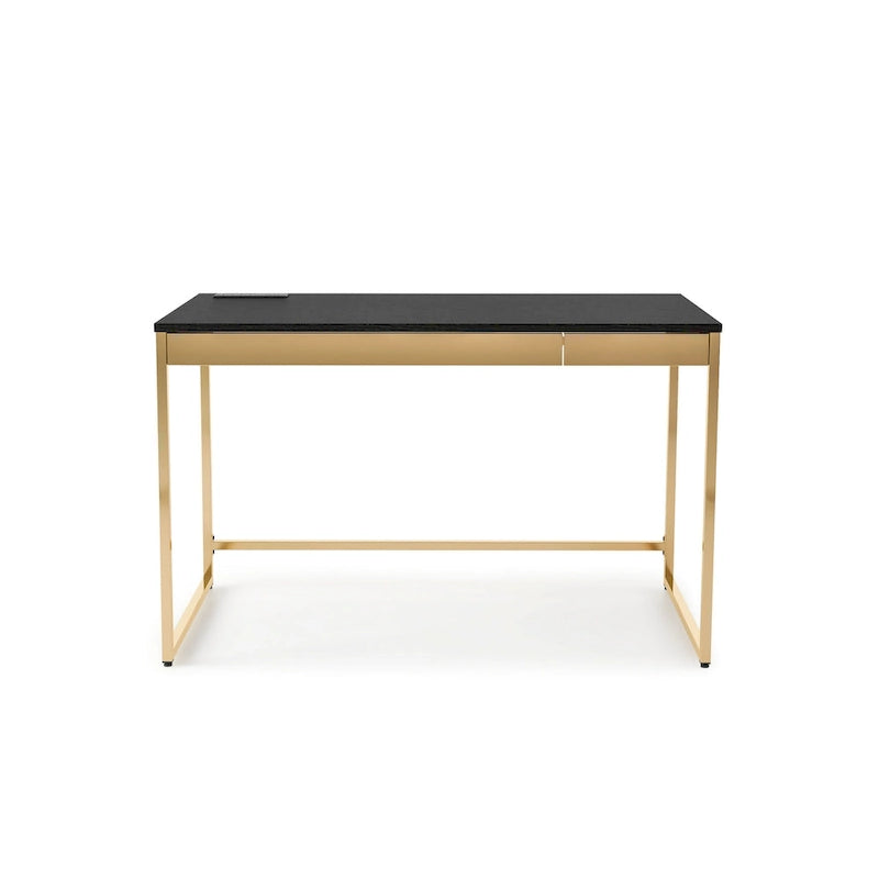 Bureau d'ordinateur moderne en acier noir/blanc avec ports de charge — 1 personne