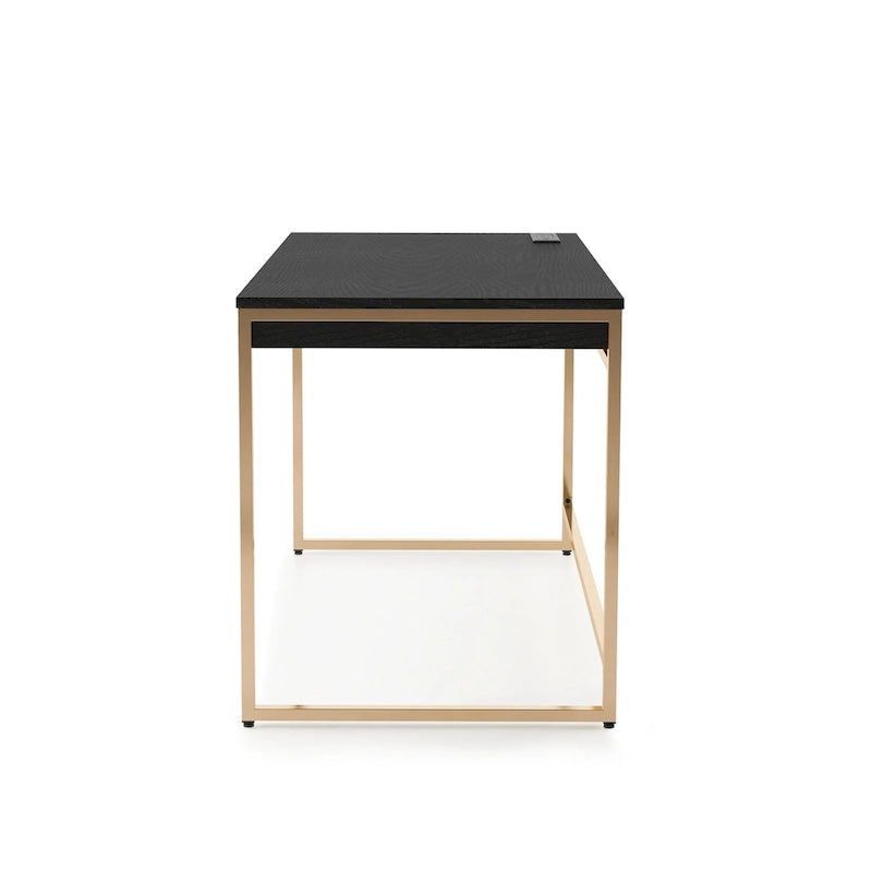 Bureau d'ordinateur moderne en acier noir/blanc avec ports de charge — 1 personne