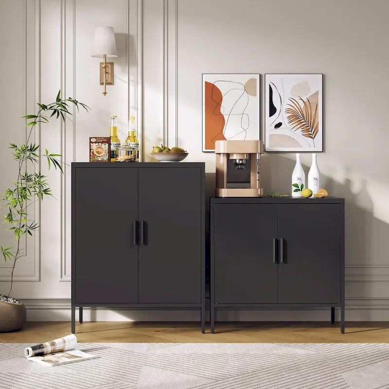 Armoire de rangement en acier noire verrouillable à une porte – 2 étagères, format légal