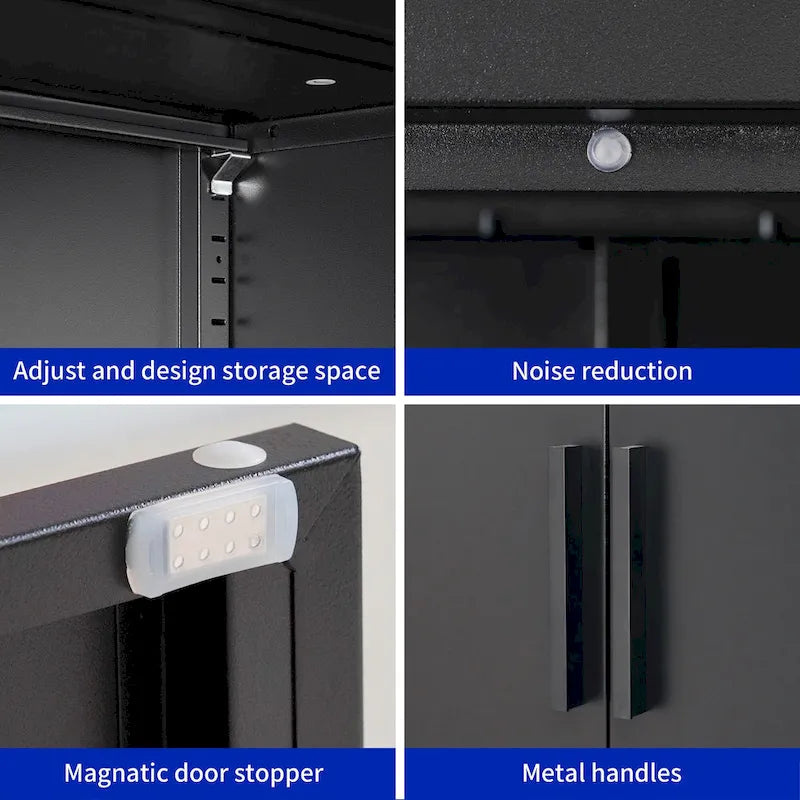 Armoire de rangement en acier noire verrouillable à une porte – 2 étagères, format légal