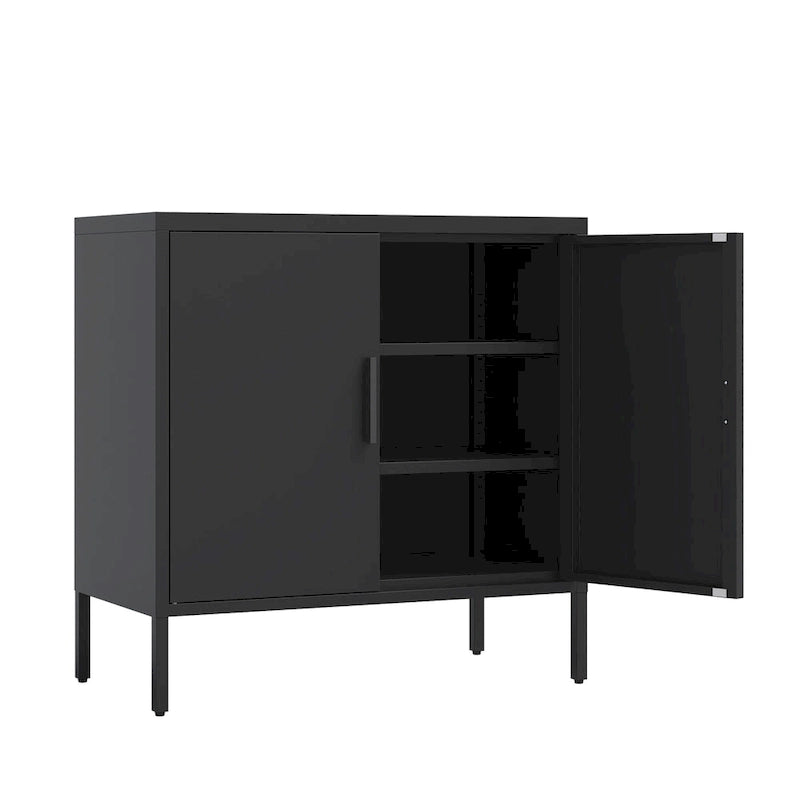 Armoire de rangement en acier noire verrouillable à une porte – 2 étagères, format légal