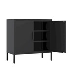 Armoire de rangement en acier noire verrouillable à une porte – 2 étagères, format légal