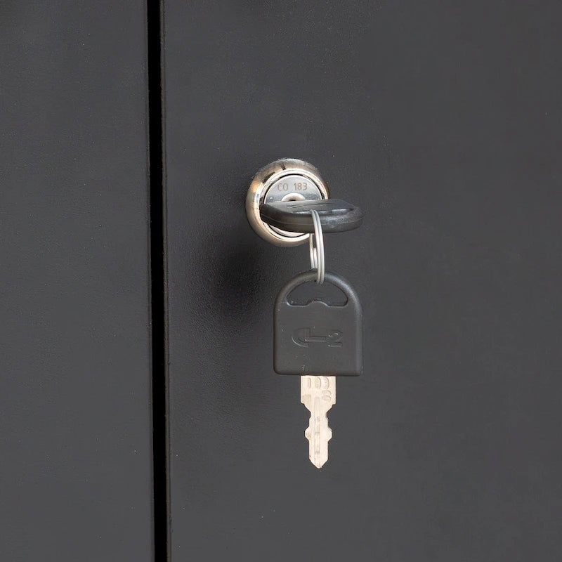Armoire de rangement en acier noire verrouillable à une porte – 2 étagères, format légal