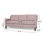 Canapé 3 places en tissu, beige / expresso / rose clair, pieds fuselés