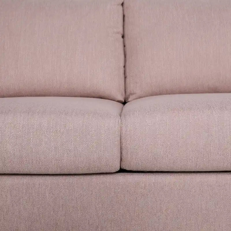 Canapé 3 places en tissu, beige / expresso / rose clair, pieds fuselés