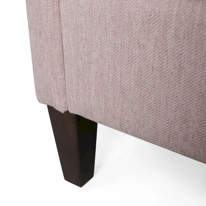 Canapé 3 places en tissu, beige / expresso / rose clair, pieds fuselés