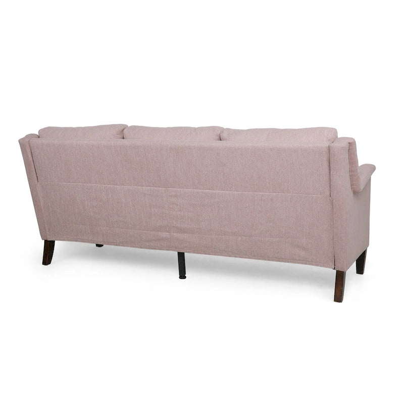 Canapé 3 places en tissu, beige / expresso / rose clair, pieds fuselés