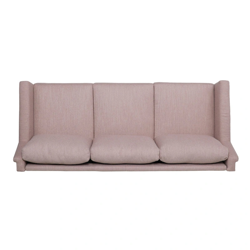 Canapé 3 places en tissu, beige / expresso / rose clair, pieds fuselés